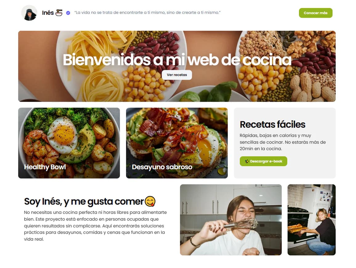 Desktop view of a mini site built in Beetter