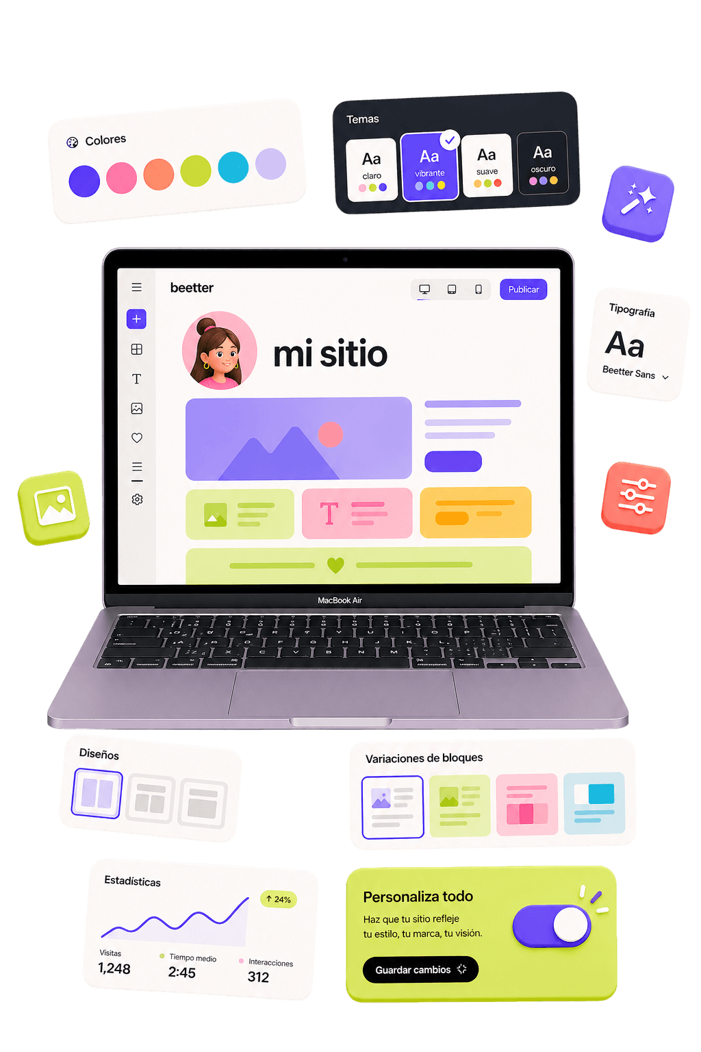 Vista desktop de una página creada en Beetter