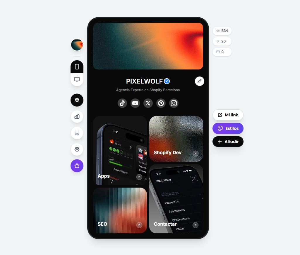 Vista previa móvil de tu portfolio en beetter.co